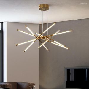Lampadiers Designer Stick Forma a forma di lampadario per soggiorno tavoli da pranzo Isola a soppalco sospensione a led Arredamento dell'illuminazione