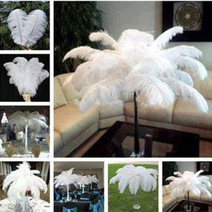 6-26 inch Ostrich Feather White Plume Wedding Party table Centerpiece Desktop Decoration Plush Christmas Decor
