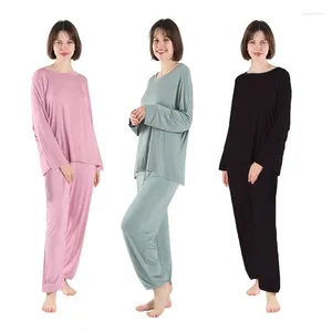 Frauen Nachtwäsche-Pyjama zweiteilige Set Lose großer Frühjahrs-Sommer-Heimkleidung langärmelige Hemden Hosenanzug Oversize 7xl