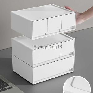 Cassetti di stoccaggio bianco impilabile Desktop Box Office School Stationer cosmetico Sundries Organizzatore Scrivania Space Saving Cassetto HKD230812