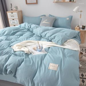 寝具セットは単純にスタイルをスタイルする純粋な色の掛け布団キングクイーンツインフルサイズ羽毛布団カバーベッドフラットシート枕カバー