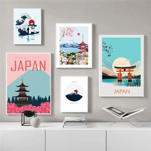 Visit Japan Tokyo Travel Canvas Paintings Vintage Wall Pictures Mount Fuji Posters Wall Art Prints for Vintage Living Room Bedroom Decoration Gift No Frame Wo6