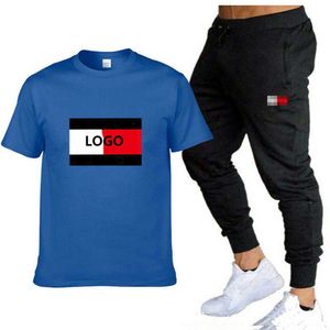 Plus storlek 3xl 4xl Mens Designer 2023 Nya spårningsdräkter Runda nacke Kort ärm Leisure Sport Två stycken Set Running Training T -shirt och Shorts Outfits