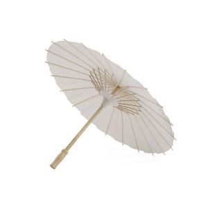 50pcs Fan Şemsiyeleri Düğün Gelin Parasolleri Beyaz Kağıt Şemsiye Ahşap Handalı Japon Çin Zanaat 60cm Çapı Şemsiyeler FY5699