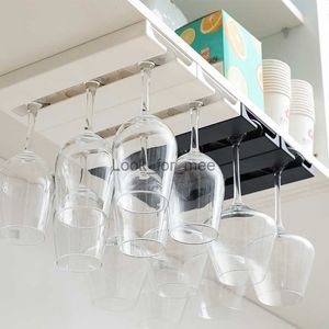 Kitchen Under Cabinet Free Punching Holder Wine Glass Rack Multi-function ification Stemware Glass Cup Hanging Holder HKD230823