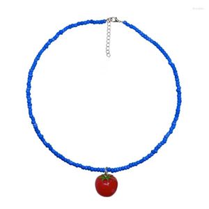 Pendant Necklaces Bohemia Tomato Bead Necklace Adjustable Length For Women Summer Beaded Clavicle Chain Jewelry Gift Holiday