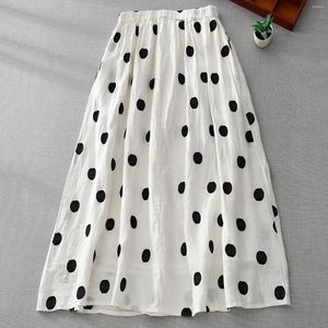 Юбка юбка для стола для вечеринок Женская летняя повседневная мода Retro Dot Свободный стиль талии 12 капля кровать Женская Тул длинные