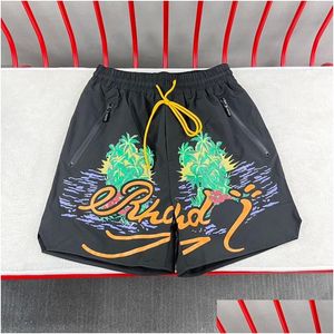 Men'S Plus Size Shorts 23Ss Summer Europe Plants Beach Women Men Swimwear Swimming Casual Nylon Middle Pants Jogging Bot Trunks Drop D Dhhwm