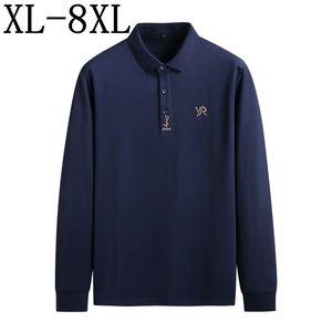 남성 폴로 8xL 7xL 6XL 가을 가을 캐주얼 한 느슨한 폴로 셔츠 남자 긴 슬리브 비즈니스 셔츠 최고 품질 tshirts 230823