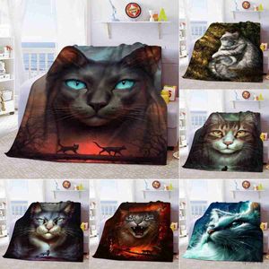Blankets Cat Animal Flannel Blanket Lightweight Comfortable Soft Warm Blanket Bedding Travel Bedding King Size for Bed Couch R230824