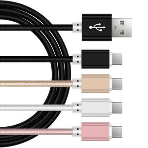 Nylon Micro USB -kabelflätad typ C -kablar 1m 2m 3m 1,5 m 0,25 m snabb telefonladdare Sync Dataledning för Samsung Xiaomi Android -telefon