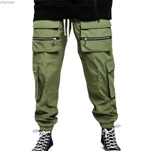 Mens Cargo Pants Drawstring Overalls joggers Casual Sports Tactical Work Multi-Pocket Fashion Camouflage Outdoor Long Trouserslf20230824.