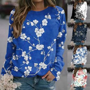 Hoodies femininos caem moletons para mulheres, pullover de pullocatinho da moda Floral Sweatshirt Floral Sweatshirt Vintage