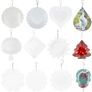 8 Zoll Sublimation Wind Spinner Suspension 3D Aluminium Malerei Ornament Doppelseiten Druck Weihnachtsbaum Dekor