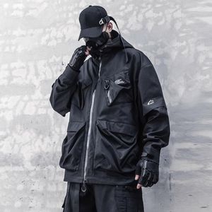 Giacche da uomo Cappuccio tattico autunico uomini funzionali multipocchi funzionali a vento giacca hiphop camice da streetwear abbigliamento maschio techwear harajuku