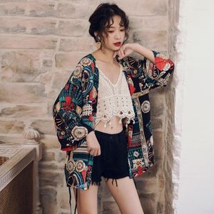 Abbigliamento etnico Yukata Donna Haori Kimono tradizionale giapponese Camicia con protezione solare Abbigliamento asiatico Cardigan da donna Kimono Streetwear 11137