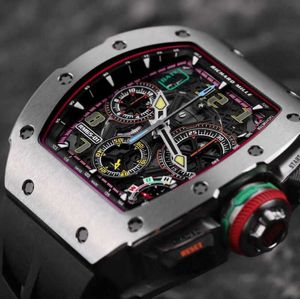 Projektant Luxury Richaer Mileres Pilot Quartz Brance Swiss Watch Series RM65-01 Titanium Metal z kartą bezpieczeństwa Xu5io