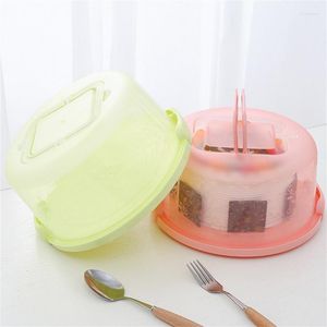 Storage Bottles Round Plastic Cake Carrier Box Plate Holder With Lockable Lid Cover Dessert Stand Tray For Wedding Party Supplies