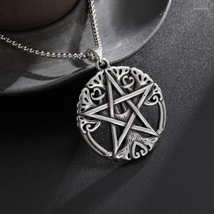 Pendant Necklaces Vintage Trend World Tree Askr Yggdrasills Pentagram Necklace Men Women Amulet Good Luck Jewelry Party Gift