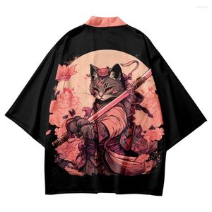 Etniska kläder vintage japanska samurai tryck kimono streetwear män kvinnor cardigan haori harajuku traditionell strand yukata