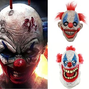 Party Masks Red Hair Clown Mask Cosplay Scary Roll Horror Joker Latex Full Face Helmet Halloween Masquerade Party Headwear Costume Prop 230823