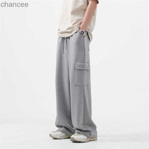 Pantaloni da carico bianco grigio uomo moda pantaloni a gamba larga sovradimensionati uomini streetwear hip-hop perpini sciolti da uomo pantaloni da uomo s-2xllf20230824.