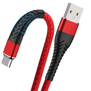 USB -typ C -kabel för Samsung Galaxy S20 2.4A Snabb laddningsladd Mikro USB -kablar för Huawei P40 Xiaomi Redmi Samsung iPhone -laddare Långtråd 0,25m 1m 2m 3m 3M