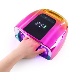 Nail Dryers Gradient Color Pro Cordless LED Nail Lamp Rechargeable Battery UV LED Nail Lamp Cure Cordless 96w UV LED Lamp Curing Gel 230824