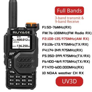Walkie Talkie Ruyage UV3D Air Band Amateur Ham Two Way Radio Station UHF VHF 200CH Full HT with NOAA Channel AM Satcom 230823