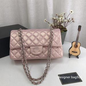 Fashion handbag Flap bag with gold chain bag Women's Genuine leather bag caviar or sheepskin pink white black cross body bag Gold Silver hardward Chain 25cm