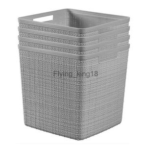 Exquisite 11" Cube Basket Resin Plastic Storage Bins 4-Pack Cool Grey for Home Organization and Decoration. HKD230812