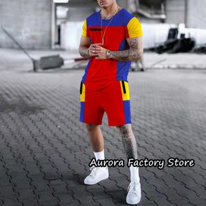 Męskie dresy letnie letni kolor solidny kolor setki Zestaw zwykły sport do joggingu męski strój mody odzież Streetwear 230823