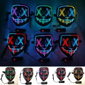 Máscaras de festa Máscara de Halloween LED Light Up Máscara Assustadora para Festival Cosplay Halloween Traje Masquerade Festas Carnaval Presente FY7943 0824