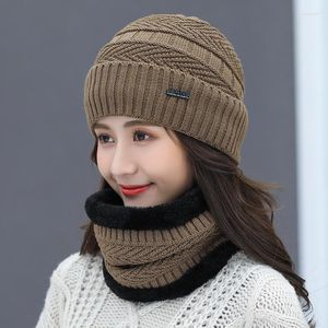 Basker Balaclava Kvinnor Sticked Hat Scarf Caps Neck Warmer Winter Hats For Men Women Skallies Beanies Warm Fleece Cap 6 Färger