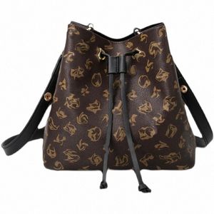 Designer Bucket Bags Neonoe Brown Flower Shoulder ladies Leather Classic crossbody bag Messenger Womens Handbags Purse Tote High Q i4dz#