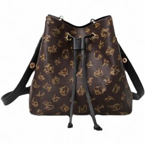 Designerskie torby kubełkowe Neonok Brown Flower na ramię Ladies skórzana klasyczna torba na crossbody torebki damskie torebka torebka