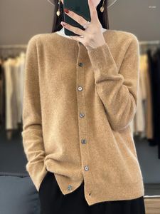 Women's Knits Wool Cardigan Sweater Women O-neck Long Sleeve Top Korean Style In Outerwears Mujer Knitwear Oversize Designer Spring Clothe