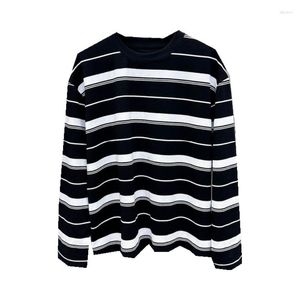 Men's T Shirts 2023 Mens Vintage Streetwear Striped Knitting Sweaters Winter Couple Oversize Punk Gothic Sweater Sueteres Para Hombre