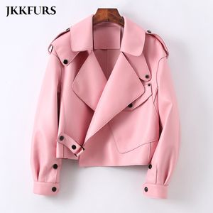 Women's Leather Faux Leather Women's Genuine Leather Jacket Fashion Leather Bomber Coat Lady Real Sheepskin Outerwear S7547F 230824