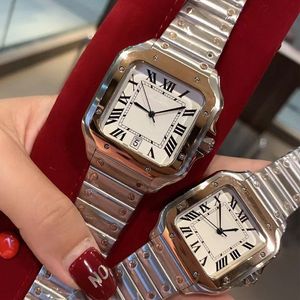 Mode römische Zahl Quadrat Quarz Edelstahl 316L Uhr Damen Herren klassisch beliebt Stil Business Designer Kleid Geschenk Armbanduhr echtes Armband 35 mm 40 mm