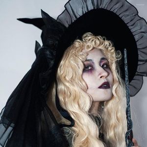 Party Favor Retro Witch Hats maskarada bandaż dziobowy czarodziej czapka dla dorosłych gotycka lolita cosplay kostium Akcesoria Halloween Dekor Prezent