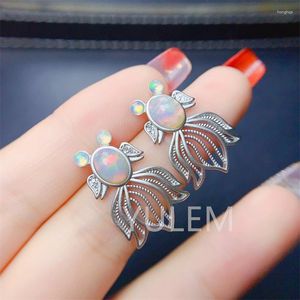 Stud Earrings YULEM Arrival Goldfish Silver 925 Natural Opal 6x8mm Women Jewelry Gift Accessories