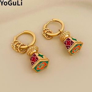 Stud Modern Jewelry Trend High Quality Brass Circle Colorful Enamel Drop Earrings For Women Girl Gift Fine Accessories 230823