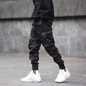 Qnpqyx New Men Pants Pantbons Kolor Block Black Pocket Cargo Spodnie harem joggers harajukunpant hip hop spodni 255r