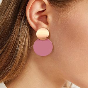 Women Big Disc Drop Earrings Dangle Earrings Round Hammered Earrings