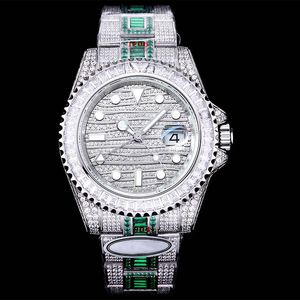 Diamond Mens Watches 3285 Movement Luminous Watch Montre de Luxe rostfritt stål remmandel armbandsur vattentät 40mm shinny