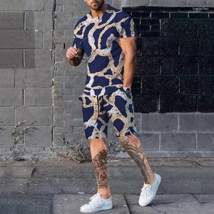 Traccetti da uomo Summer 3D Golden Modello Golden T-shirt Shorts Stide Sid WiGger Oversize Casual Man Sportswear Tracking Set di tuta a 2 pezzi