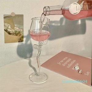 Vini da vino in vetro di fiori 1pc 150 ml/5 once un unico elegante a forma di rosa perfetta per cocktail e vini rossi