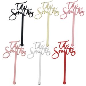 Outros suprimentos para festas de eventos 50pcs Nome de casamento personalizado Agitadores de bebidas personalizados com letras de caligrafia Stir Swizzle Sticks Bebida Tags Cocktail Bar 230824