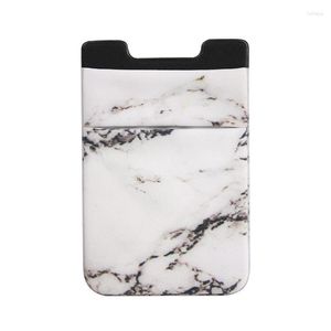 Card Holders Elastic Mobile Phone Wallet Credit ID Holder Marble Grain Adhesive Pocket Sticker Universal Cellphone Accessory